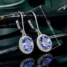 Fashion Silver Plated Drop Earrings Women Blue Sapphire