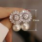 Fine 925 Silver Plated Drop Earrings Women White Pearl Jewelry