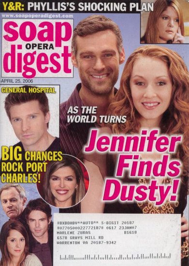 Soap Opera Digest 4 25 2006 Jennifer Finds Dusty