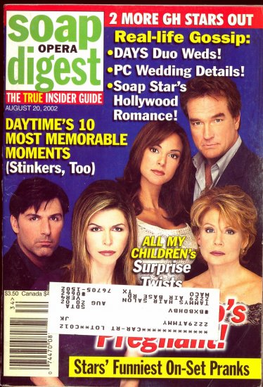 Soap Opera Digest 8 20 2002 Julia Barr Finola Hughes