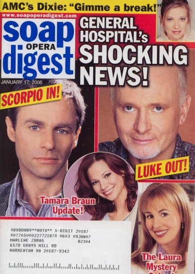 Soap Opera Digest 1 17 2006 GH Shocking News Luke Laura