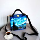 Wooden bag, handmade, art painting, VINCENT VAN GOGH "Starry Night"