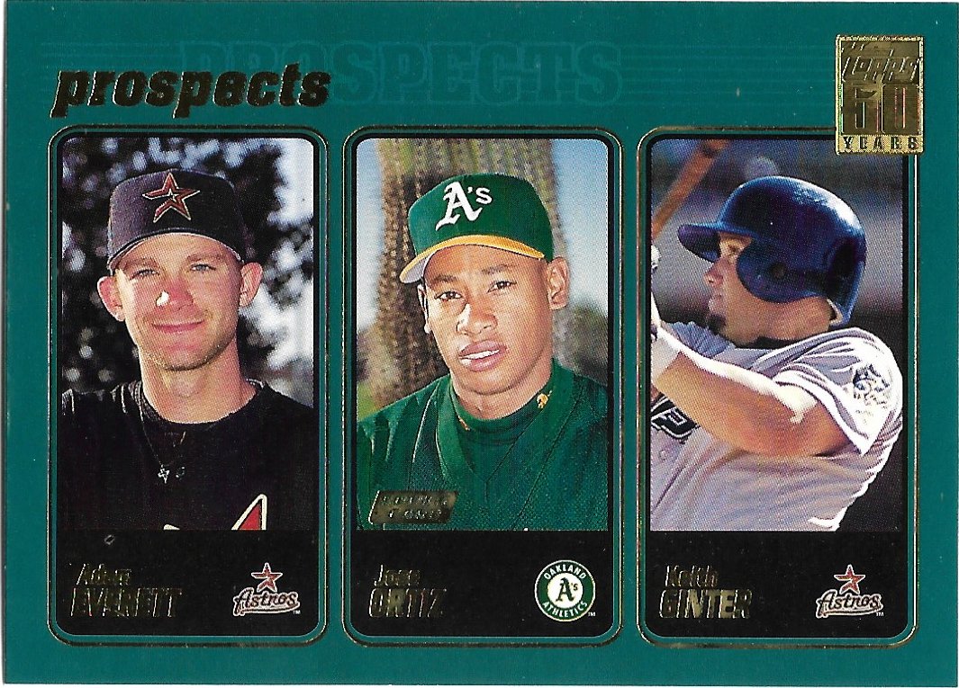 Adam Everett, Jose Ortiz, Keith Ginter 2001 Topps #374 Astros, Athletics Baseball Card