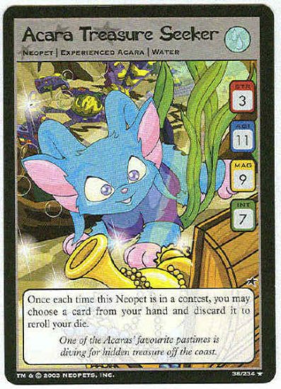 Neopets #38 Acara Treasure Seeker Rare Card Unplayed