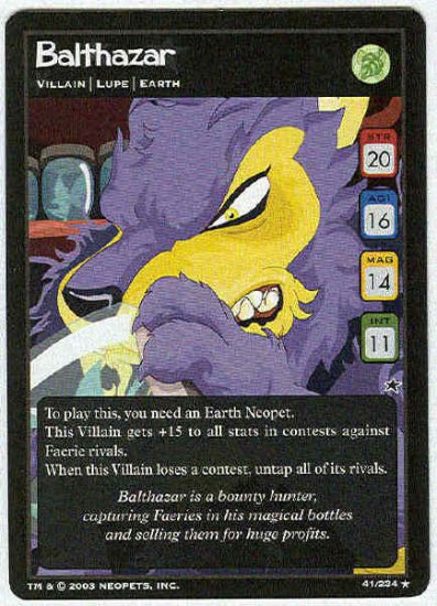 Neopets #41 Balthazar Rare Game Card Unplayed