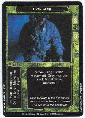 Terminator CCG Pvt. Grey Uncommon Game Card Unplayed
