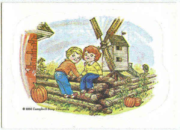 Campbell's 1995 Collection Sticker Card Kids At Windmill