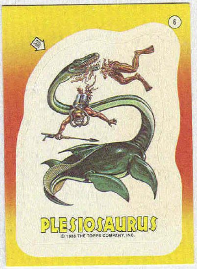 Dinosaurs Attack #6 Plesiosaurus Sticker Trading Card