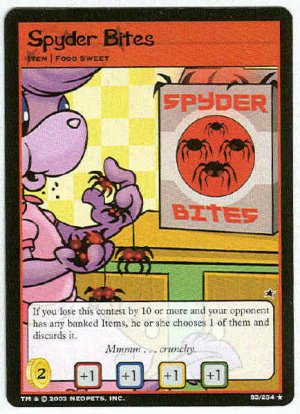 Neopets #83 Spyder Bites Rare Game Card Unplayed