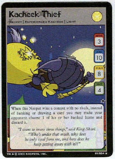 Neopets #61 Kacheek Thief Rare Game Card Unplayed