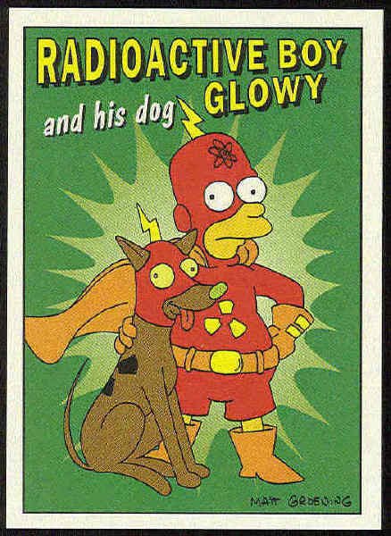 Simpsons 1993 Radioactive Man #R5 Dog Glowy Chase Card