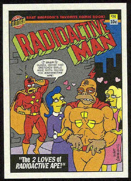 Simpsons 1993 Radioactive Man #R6 Loves Of Ape Card