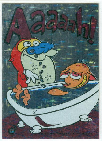 Ren and Stimpy 1993 #1 Sticker Puzzle Trading Card Aaaaah!