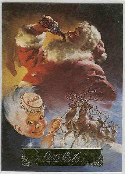 Coca Cola Series 1 #S4 Santa Foil Card Travel Refreshed