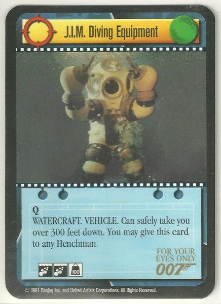 James Bond 007 CCG J.I.M. Diving Equipment Game Card For Your Eyes Only