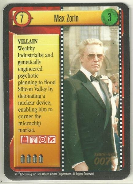 James Bond 007 CCG Max Zorin Game Card A View To A Kill