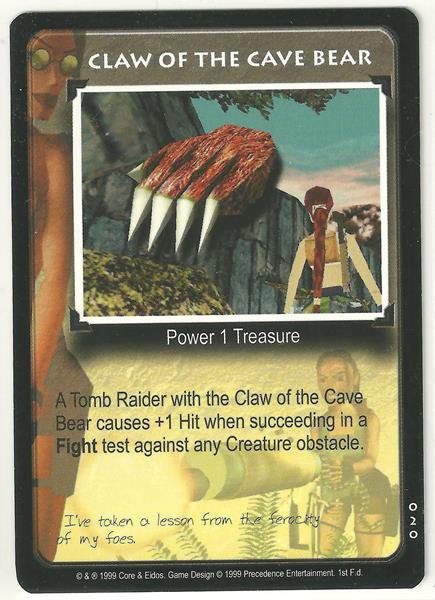 Tomb Raider CCG Claw of the Cave Bear 020 Starter Game Card Unplayed