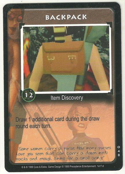 Tomb Raider CCG Backpack 048 Starter Game Card Unplayed