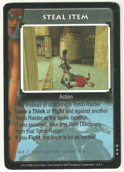 Tomb Raider CCG Steal Item 066 Common Starter Game Card Unplayed