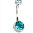 Swarovski® Blue Zircon DOUBLE GEM Belly Ring
