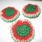 3 crochet scrubbies Christmas pot scrubbers
