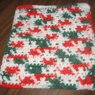 Red white and green crochet dishcloth