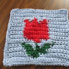 Crochet Red tulip dish cloth 100% cotton