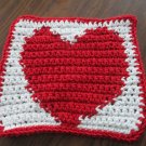 Crochet Valentine Heart dish cloth 100% cotton