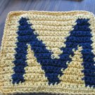 Crochet Marquette Golden Eagles dish cloth 100% cotton