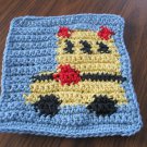 Crochet School Bus  dish cloth 100% cotton