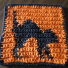 Crochet Halloween black cat dish cloth 100% cotton