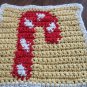 Christmas Candy cane dishcloth yellow background