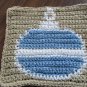 Christmas Crochet ornament dish cloth tan background