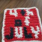 Crochet 4th of July dish cloth 100% cotton red background