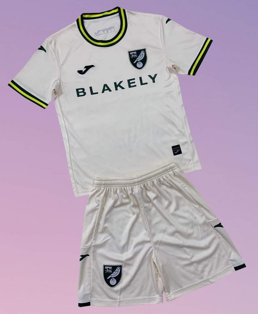Kids Norwich City 3rd Third Youth Kit 2024-2025 Jersey Shirt Soccer Football 24-25