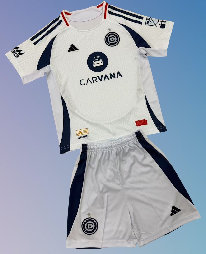 Kids Chicago Fire Away Youth Kit 2025-2026 Jersey Shirt Soccer Football 25-26