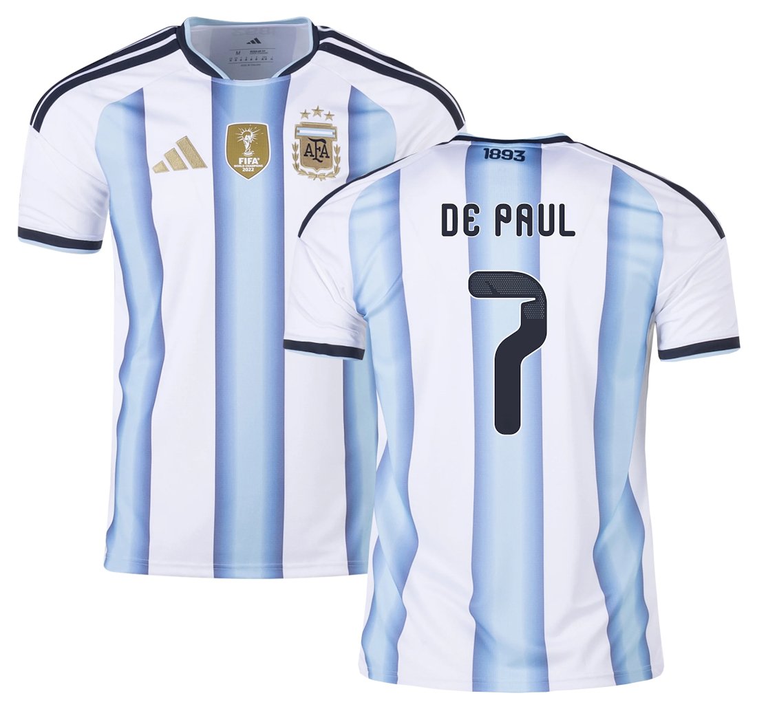 Men DE PAUL #7 Argentina Home World Cup Jersey 2026-2027 Shirt Soccer Football 26-27