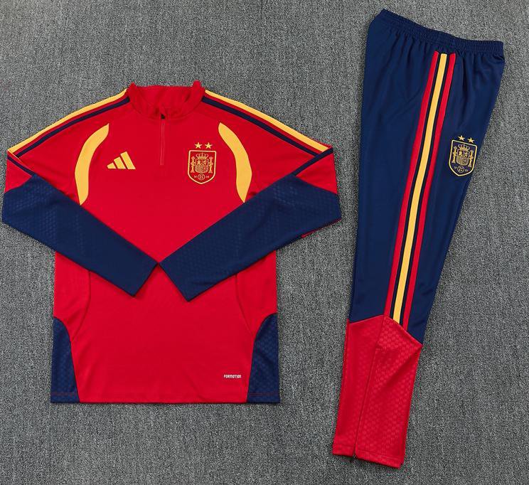 Men Spain 1/4 Zip Tracksuit Training Champion 2 Star Red 2026-2027 Jacket Pants 26-27