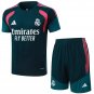 Men Real Madrid Dark Green 2026-2027 Training Shirt Jersey Kit Short Sleeve And Shorts 26-27