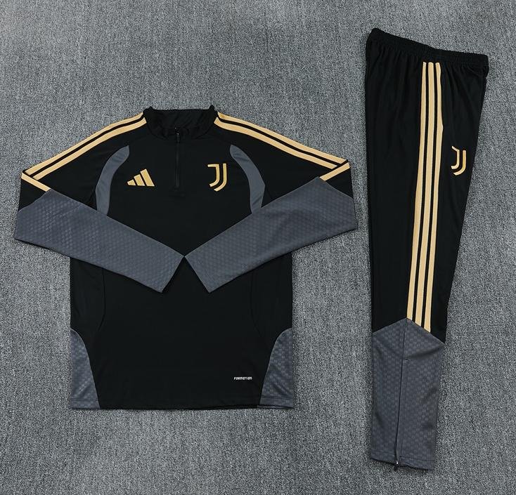 Men Juventus 1/4 Zip Training Tracksuit Black Gold 2026-2027 Jacket Pants 26-27