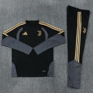 Men Juventus 1/4 Zip Training Tracksuit Black Gold 2026-2027 Jacket Pants 26-27