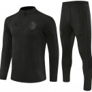 Men Manchester United 1/4 Zip Training Tracksuit All Black 2026-2027 Jacket Pants 26-27
