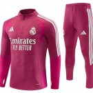 Men Real Madrid 1/4 Zip Training Tracksuit Pink Rose 2026-2027 Jacket Pants 26-27