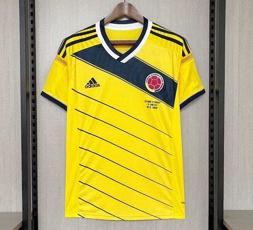 Men Colombia Home Retro Classic Jersey 2014 Shirt Soccer Football 14