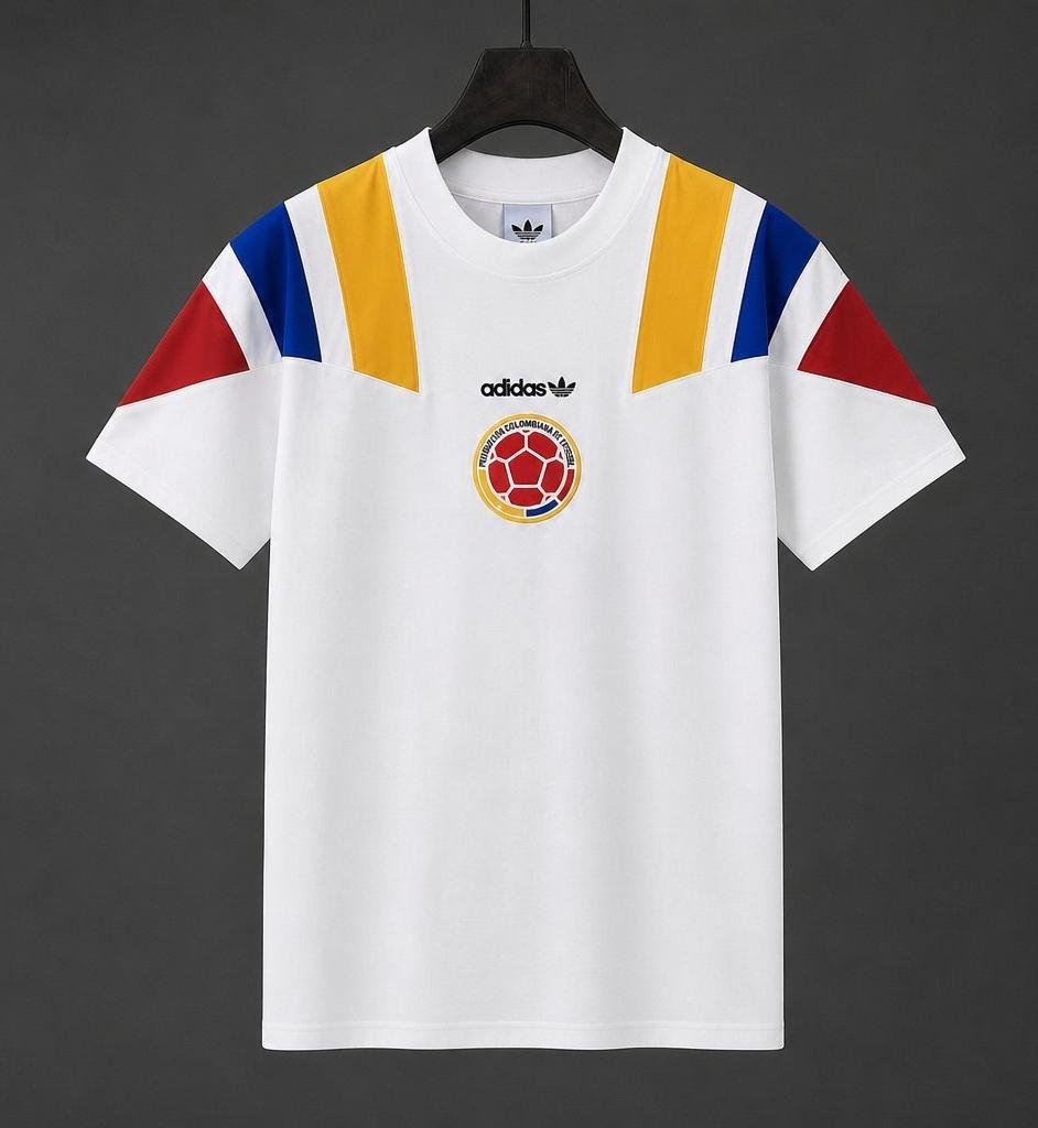 Men Colombia White Retro Style Casual Classic Tricolor Shirt 2026 Jersey Soccer Football 26