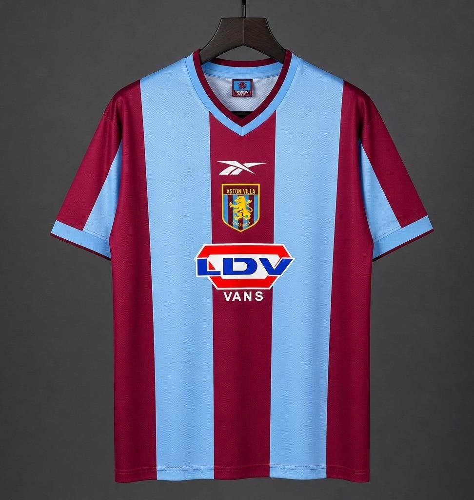 Men Aston Villa Home Retro Classic Jersey 1999-2000 Shirt Soccer Football 99-00