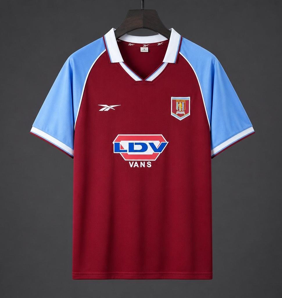 Men Aston Villa Home Retro Classic Jersey 1998-1999 Shirt Soccer Football 98-99