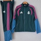 Men Real Madrid Full-Zip Dark Green Pink Training Tracksuit 2026-2027 Jacket Pants 26-27