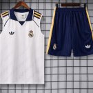 Men Real Madrid White 2026-2027 Sleeveless Training Shirt Jersey Kit And Shorts 26-27