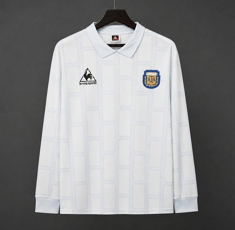 Men Argentina Goalkeeper Retro Classic White Long Sleeve Jersey 1986 Shirt Soccer Football 86